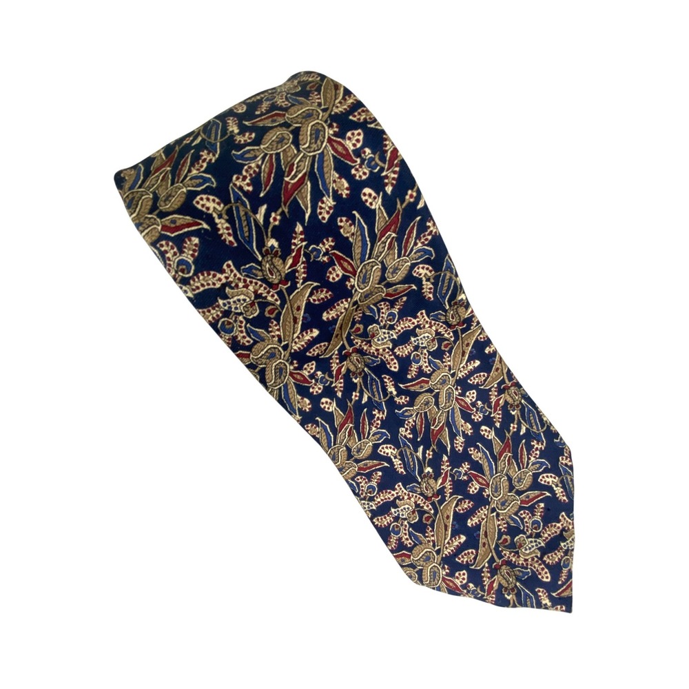 Jos. A Bank Mens Tie Navy Blue Floral Italian Silk Executive Collection 58x4